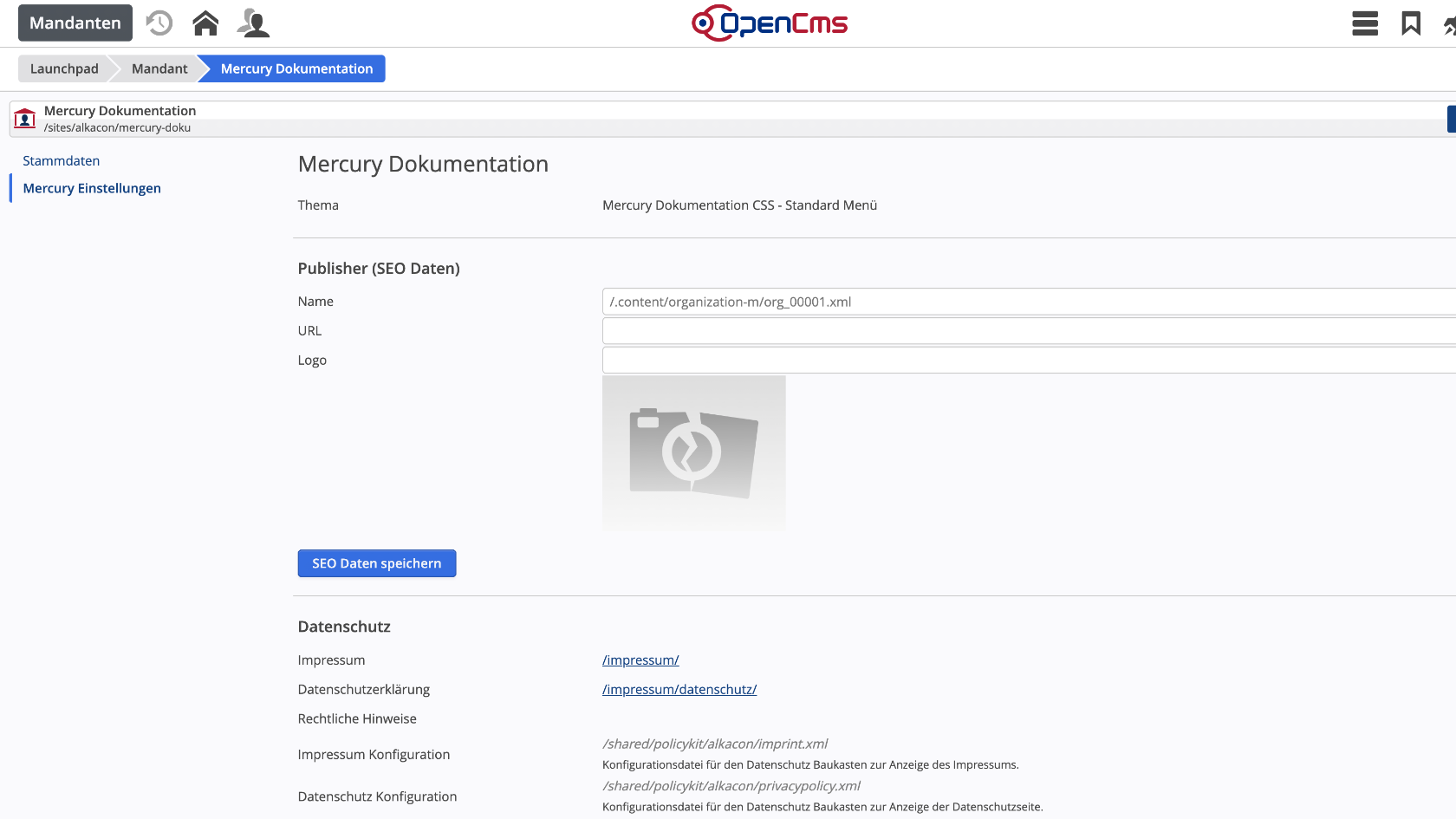 Mandanten App - Mercury Einstellungen