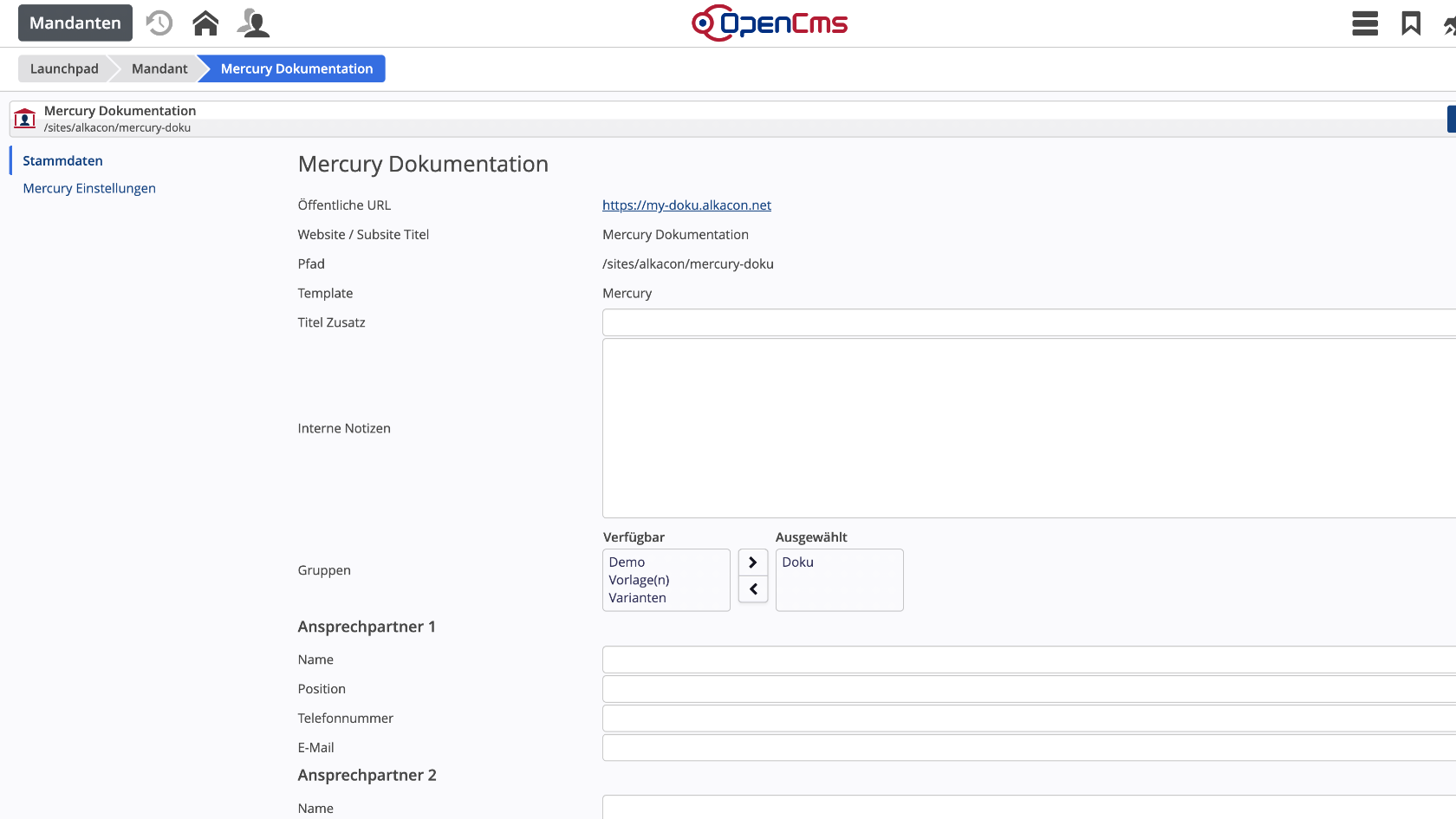 Mandanten App - Stammdaten