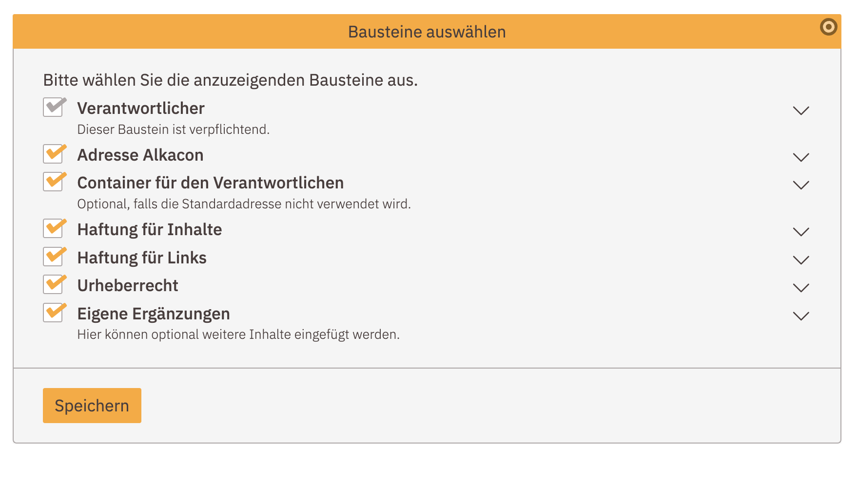 Datenschutz-Baukasten - Auswahl der Bausteine