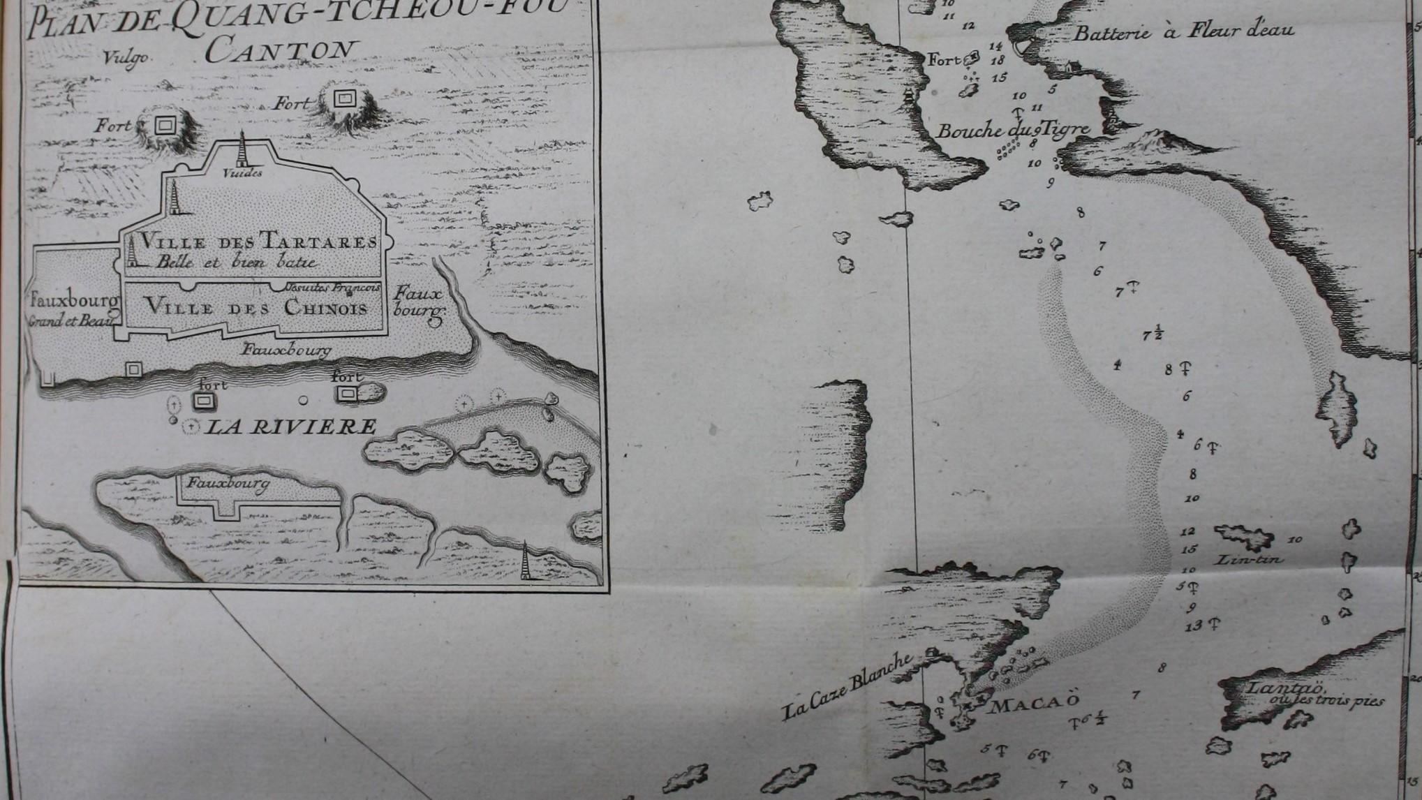 Karte von Kanton und der Region, Jean-Baptiste Du Halde, Description de l'Empire de la Chine, Band 1, A La Haye 1736 (Martinus-Bibliothek Mainz, 13/1070)