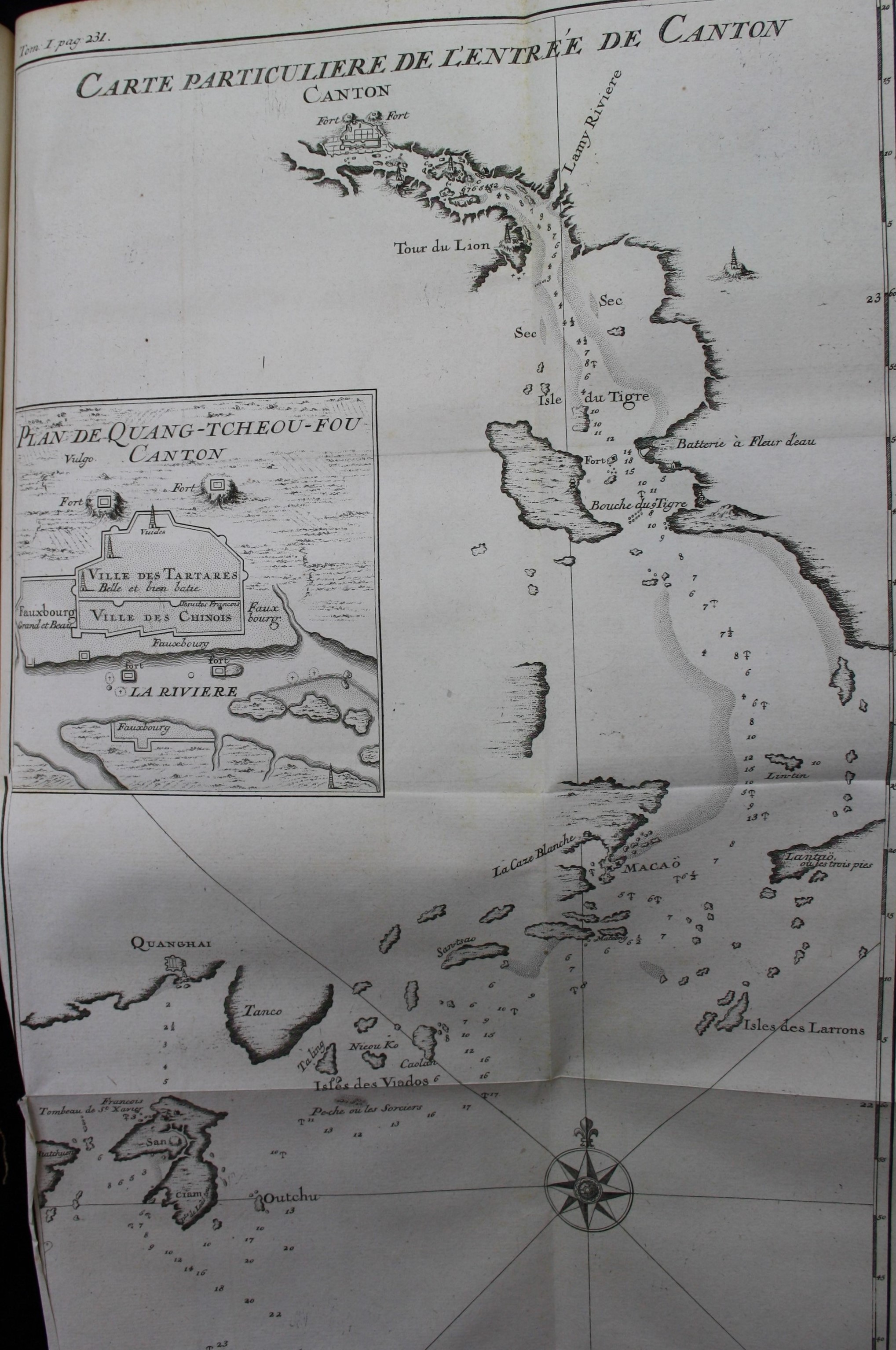 Karte von Kanton und der Region, Jean-Baptiste Du Halde, Description de l'Empire de la Chine, Band 1, A La Haye 1736 (Martinus-Bibliothek Mainz, 13/1070)